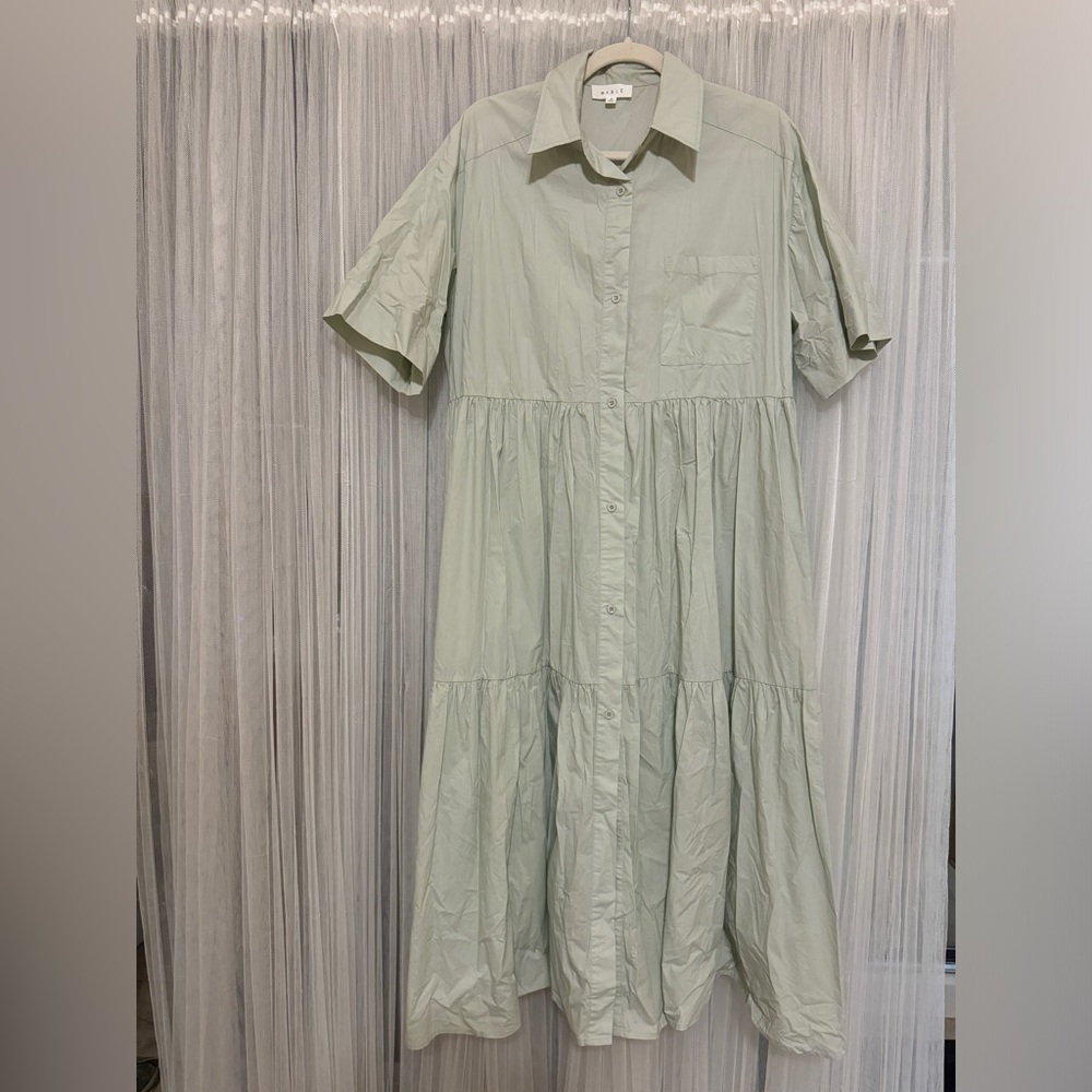 MABLE Flowy Tiered Short Dress | Color: Mint Green | Size S